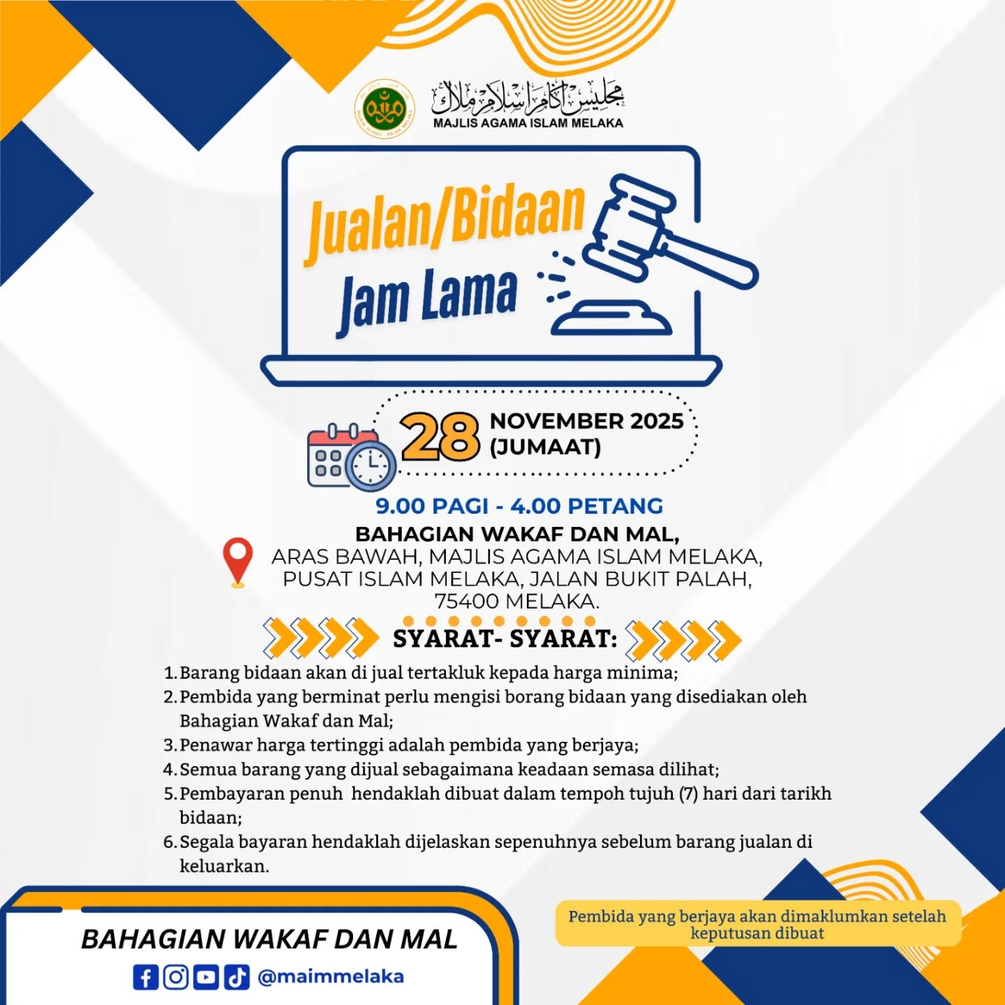 bidaan jam wakaf mal 2025